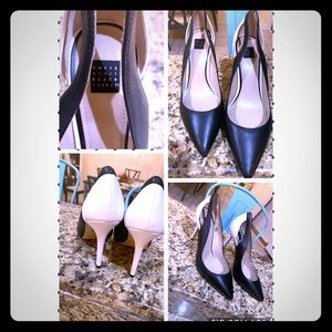 WHBM leather colorblock pumps heels 9.5